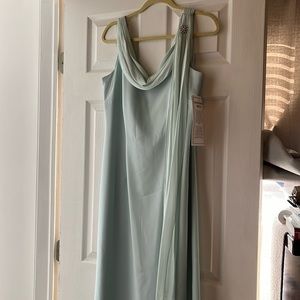 Brand new/never worn; seafoam chiffon/crepe mid length dress.
